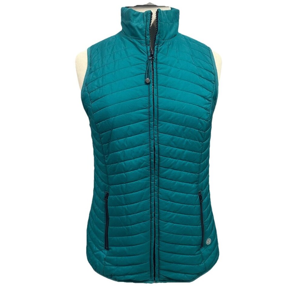 T by Talbots Quilted Puffer Vest Teal Zip Front Lightweight Active Jacket XS